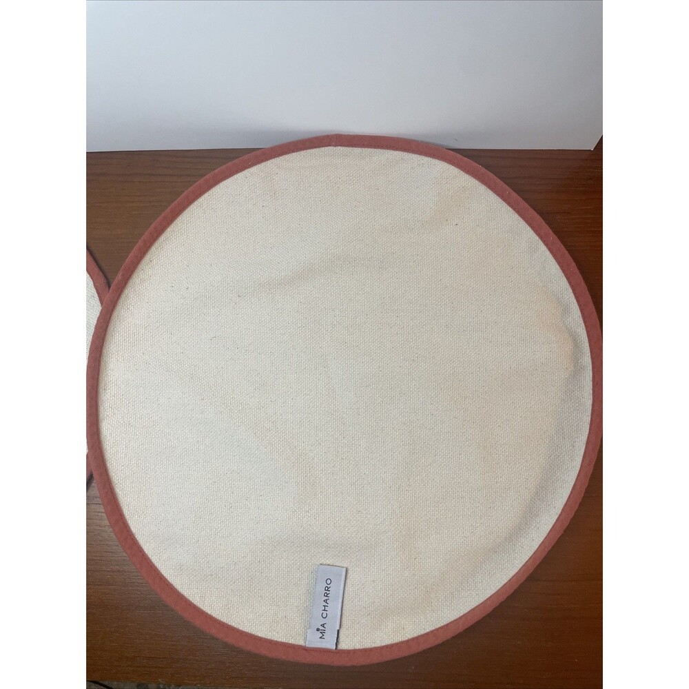 Mia Charro Fabric Fox Tea 2 Circle Placemats Linen Decor 14.5” - Picture 5 of 6